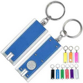 Slim Rectangle LED Flashlight Keychain w/ Silver Trim